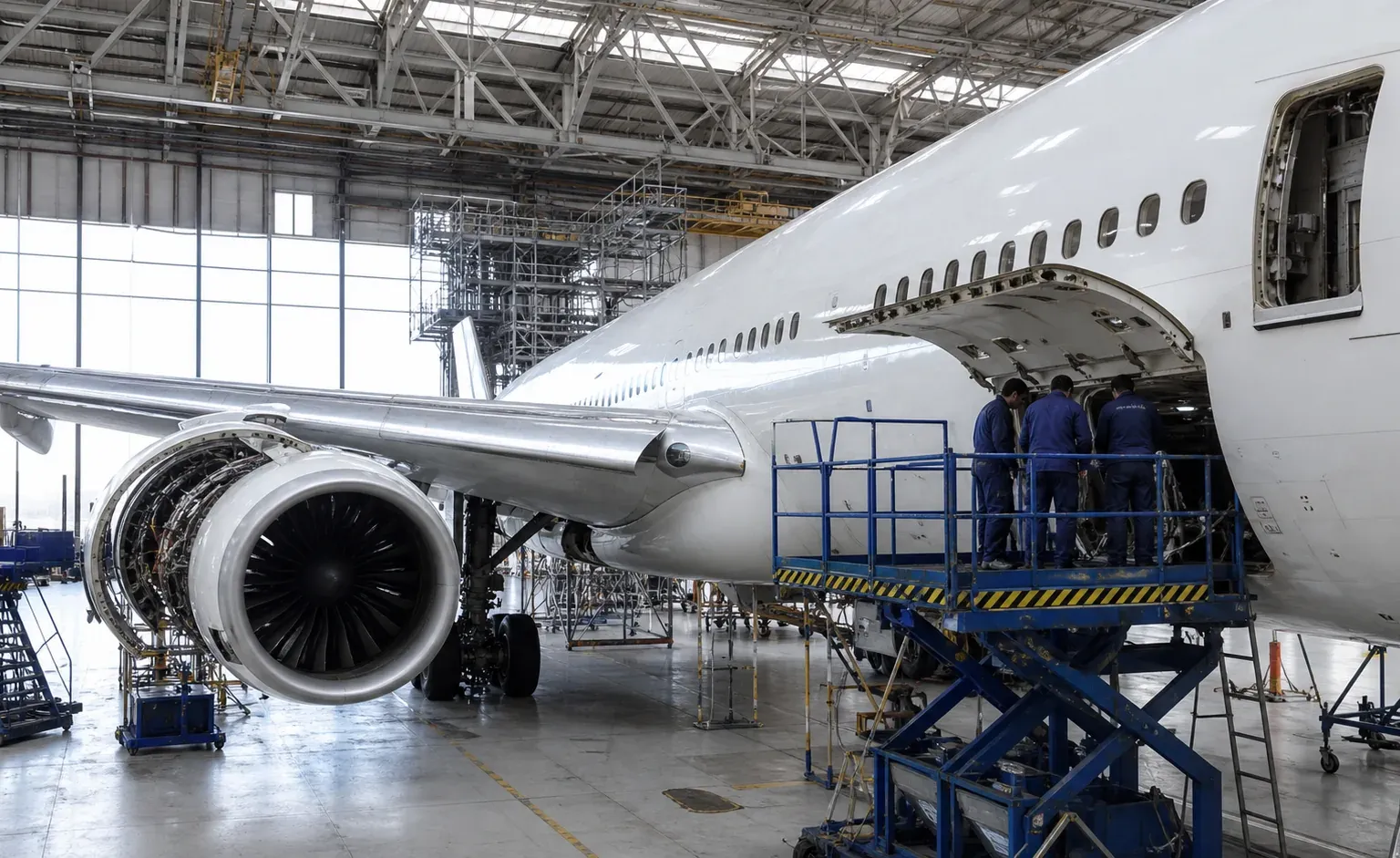 Trabajos de mantenimiento en línea sobre una aeronave